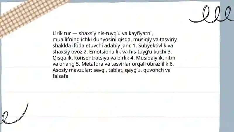 Lirik tur va uning xususiyatlari 3