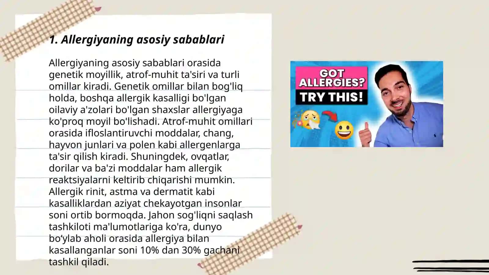 Allergiya. Allergik reaksiyalarni tasnifi 3