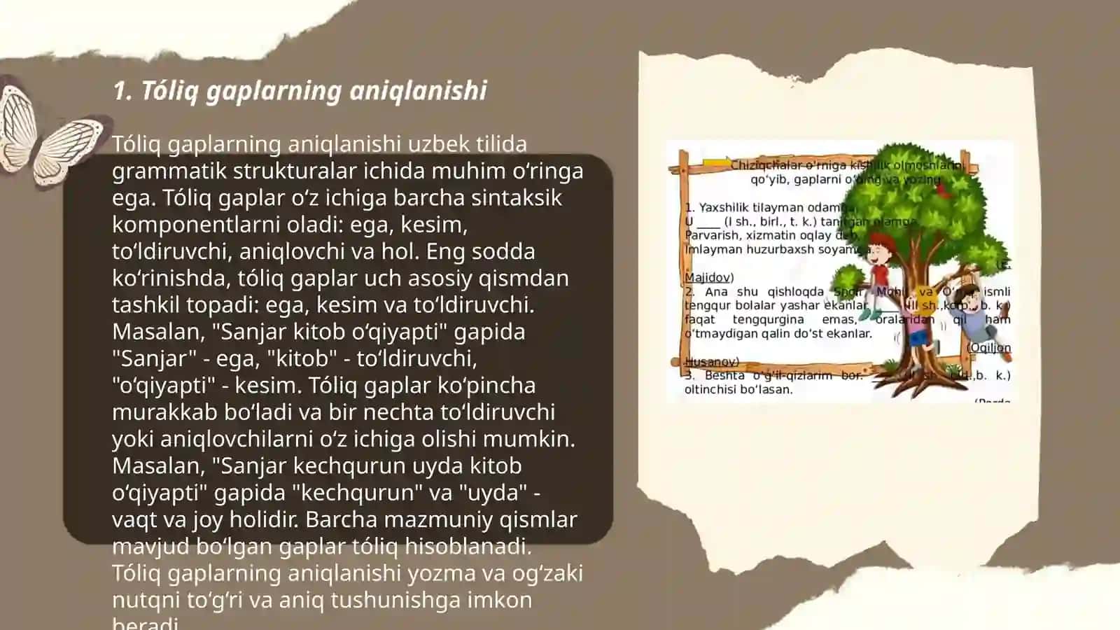 Tóliq va tóliqsiz gaplar 3