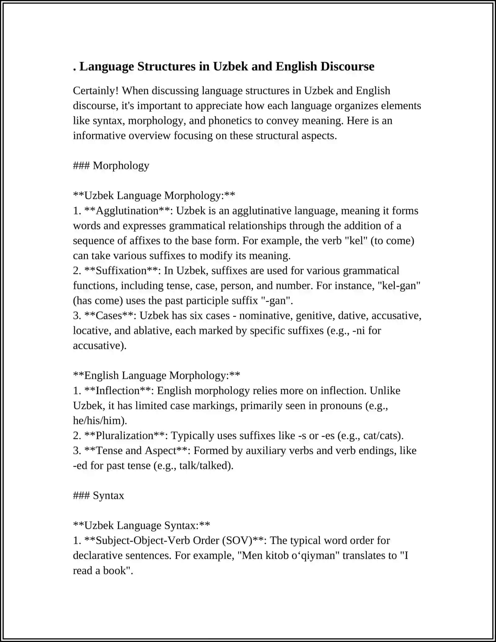 Language Structures in Uzbek and English Discourse 3