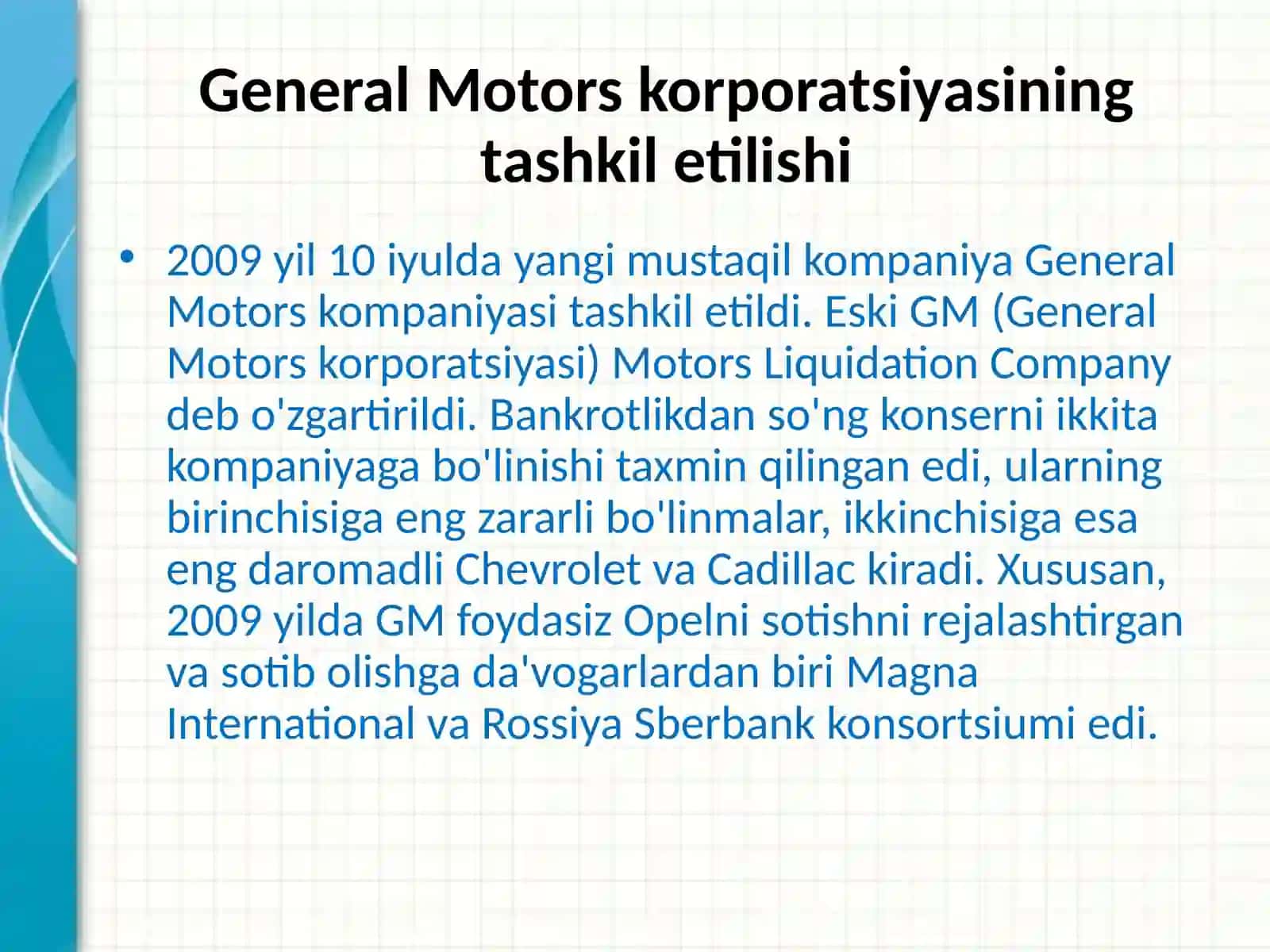 General Motors korporatsiyasining tashkiletilishi 3