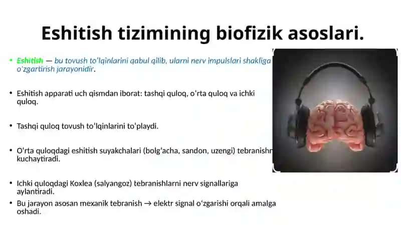 Eshitish biofizikasi elementlari. Ultratovush va uning stomatologiyada qo‘llanilishi 3
