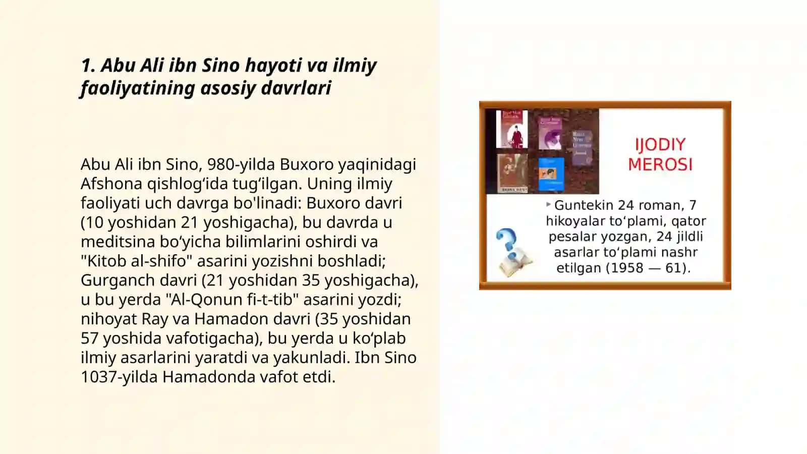 Abu Ali ibn Sinoni hayoti va ijodini organish 3