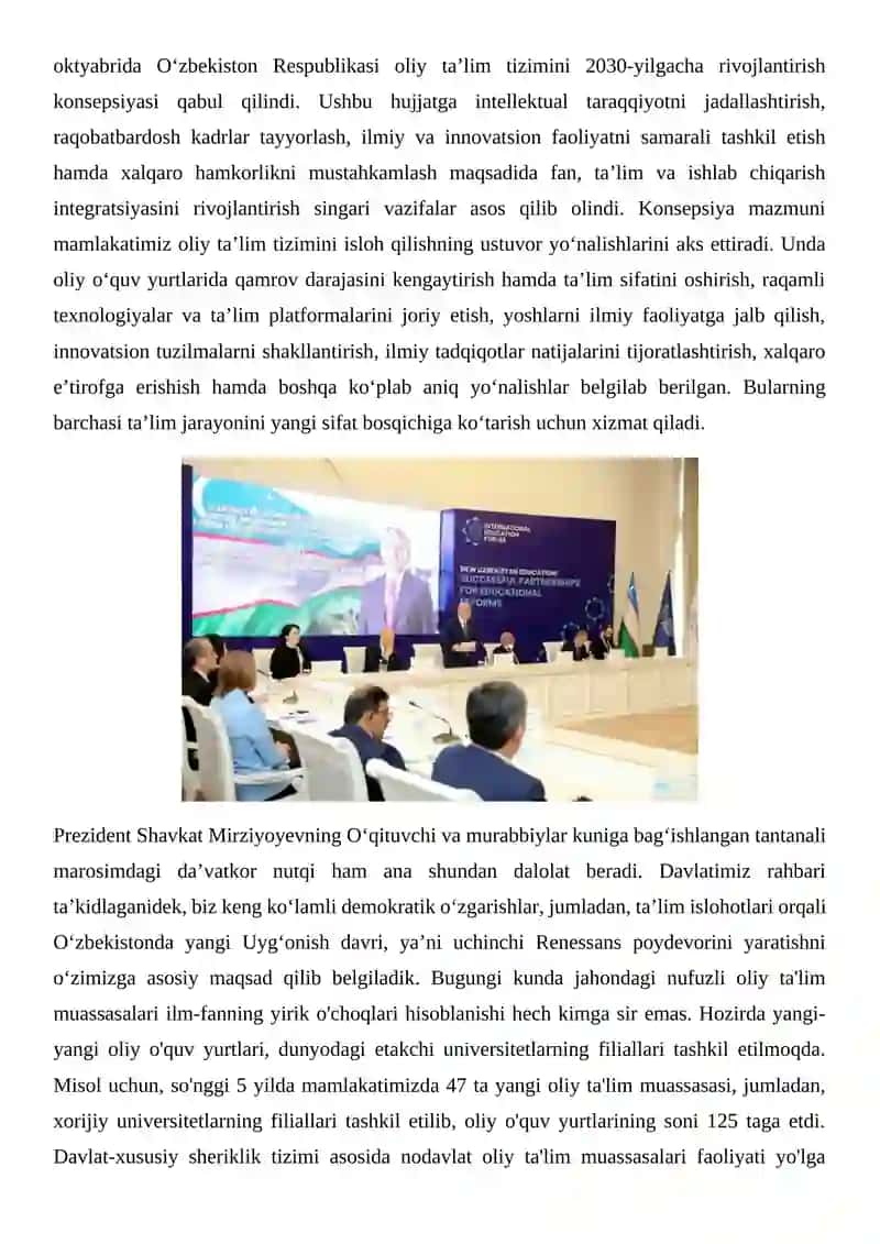O'zbekistonda ta'lim sohasida amalga oshilayotgan islohotlar 3