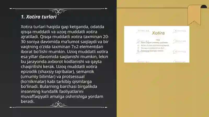 Xotira haqida tushincha va uning nerv fiziologik asoslari 3