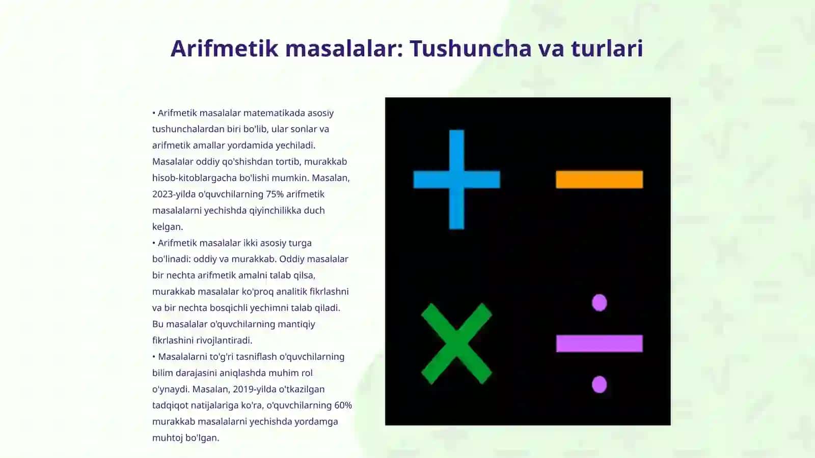 Arifmetik masalalar yechishga oʻrgatish metodikasi 3
