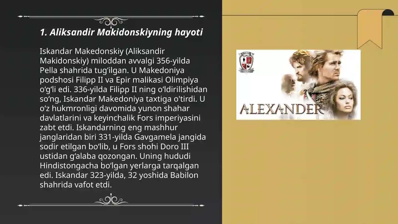 Aliksandir Makidonskiyning hayoti 3