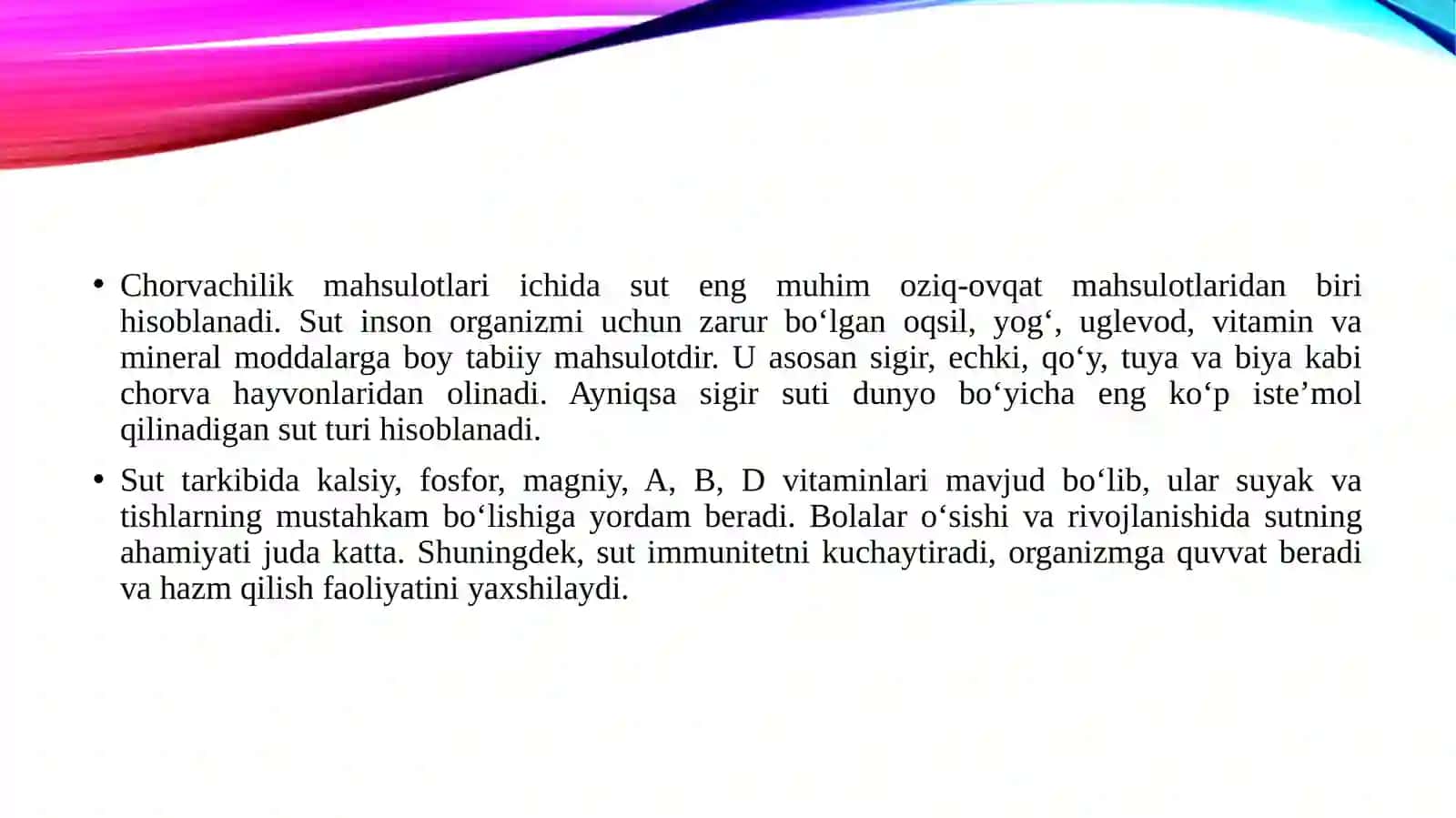 Chorvachilik mahsulotlari Sut 3