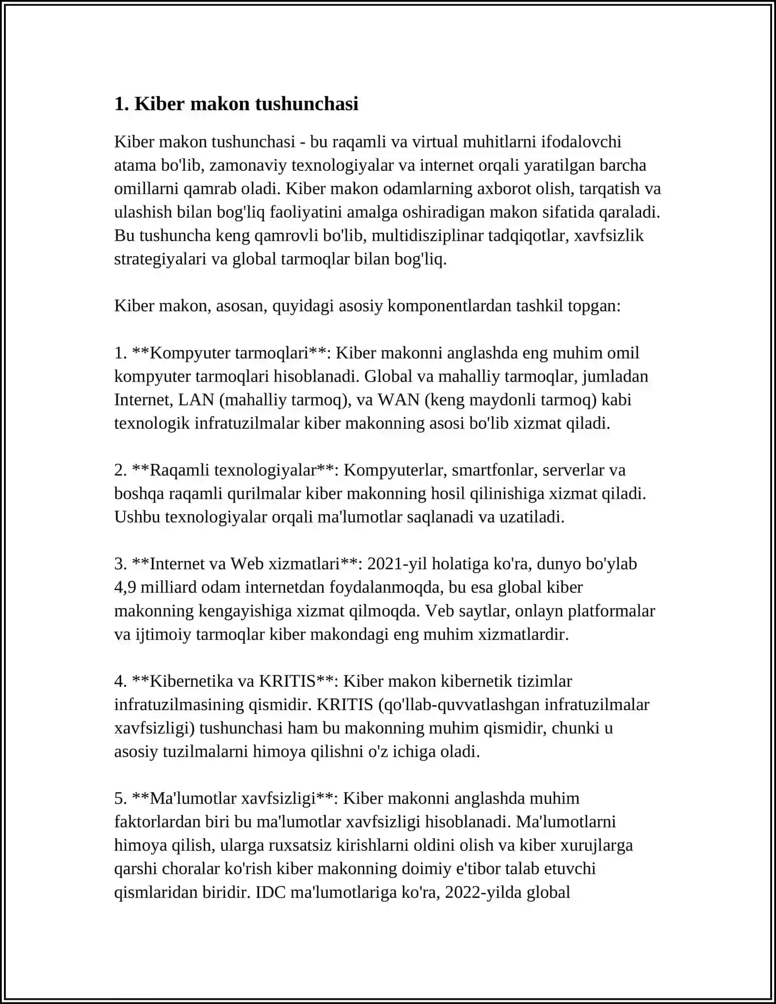 KIBER MAKON,KIBER TERRORIZM,KIBER ZOʻROVONLIK (CYBERBULLYI TUSHINCHALARINING MOHIYATI) 3