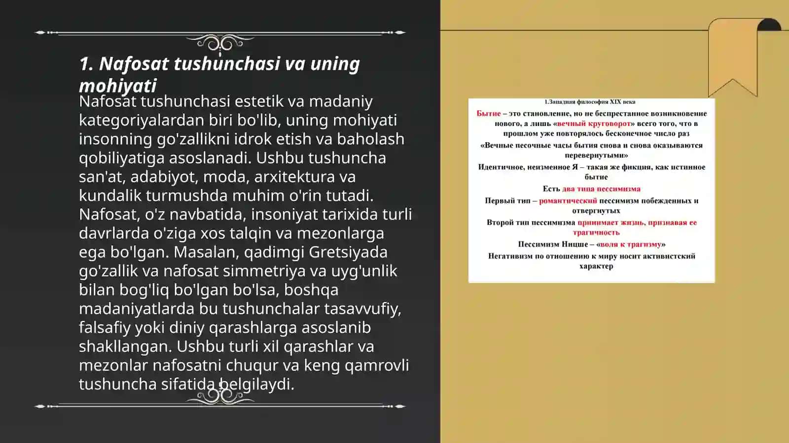 Nafosat falsafasi Estetika 3