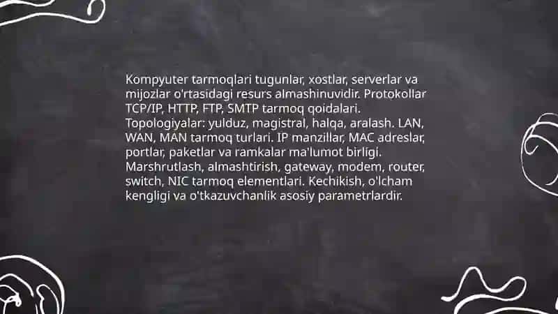 Kompyuter tarmoqlarning asosiy elementlari 3