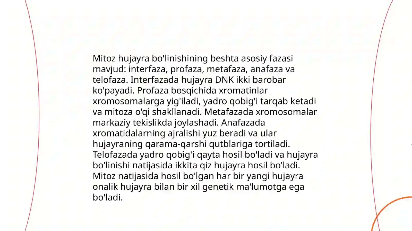 Mitoz va meyoz fazalarini taqqoslash 3