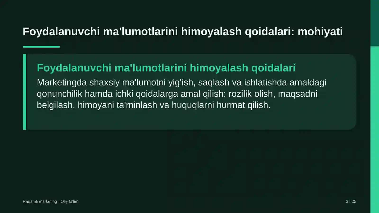 turoperatorlik kompaniyalarida foydalanuvchi ma'lumotlarini himoyalash qoidalariga rioya qilish 2253 3