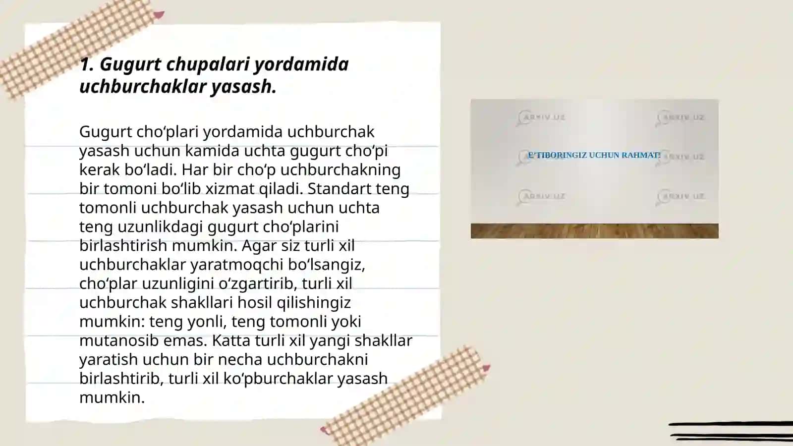 Matematikadan ko’rsatma qurollar va modellar yasash 3