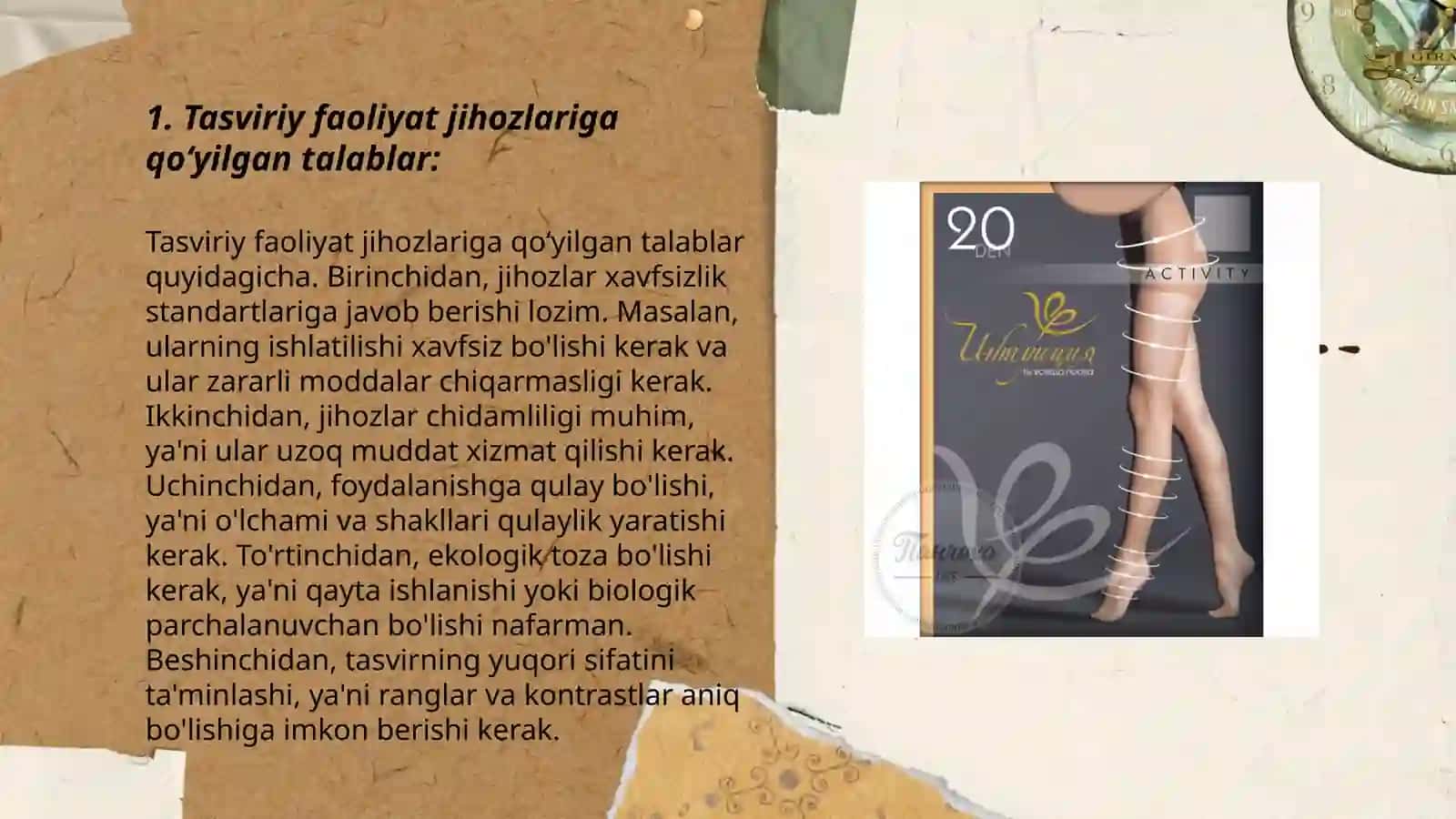 Tasviriy faoliyat jihozlariga qoʻyilgan talablar 3