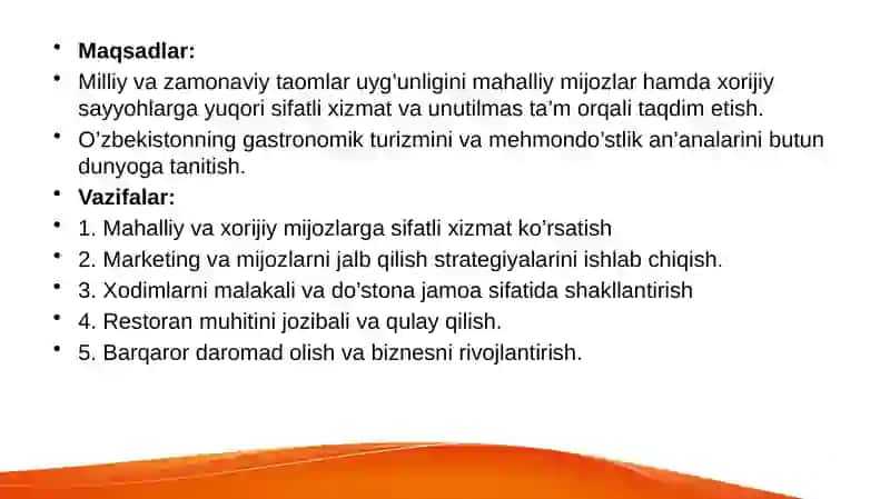 Turizmda ovqatlanish korxonalarini tashkil etish 3