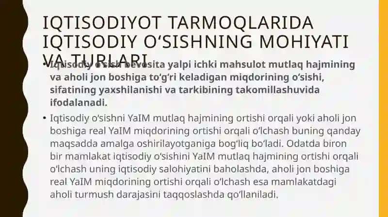 Iqtisodiyot tarmoqlarida iqtisodiy o‘sish 3