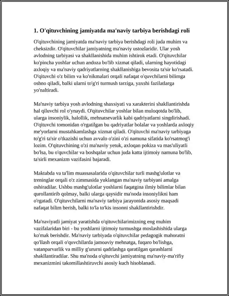 O'QITUVCHINING JAMIYATDA TUTGAN O'RNI 3