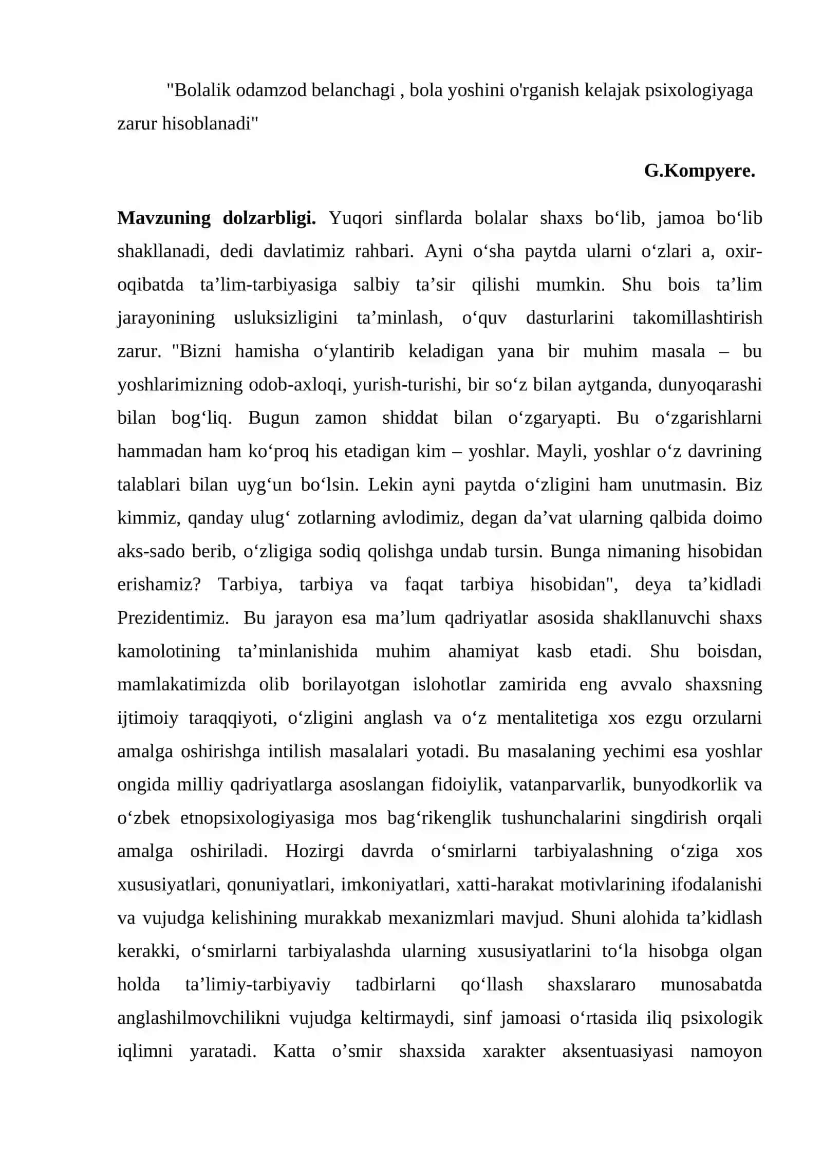 KICHIK MAKTAB YOSHI BOLALARIDA O'QUV MOTIVI 3