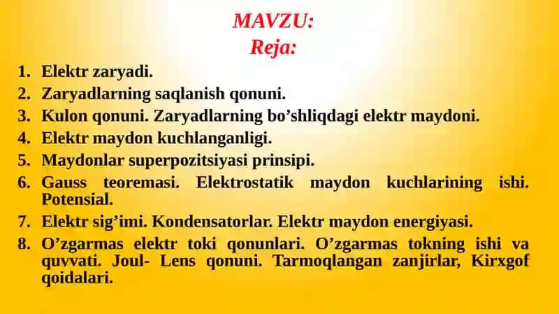 Elektr zaryadi. Zaryadlarning saqlanish qonuni. 3