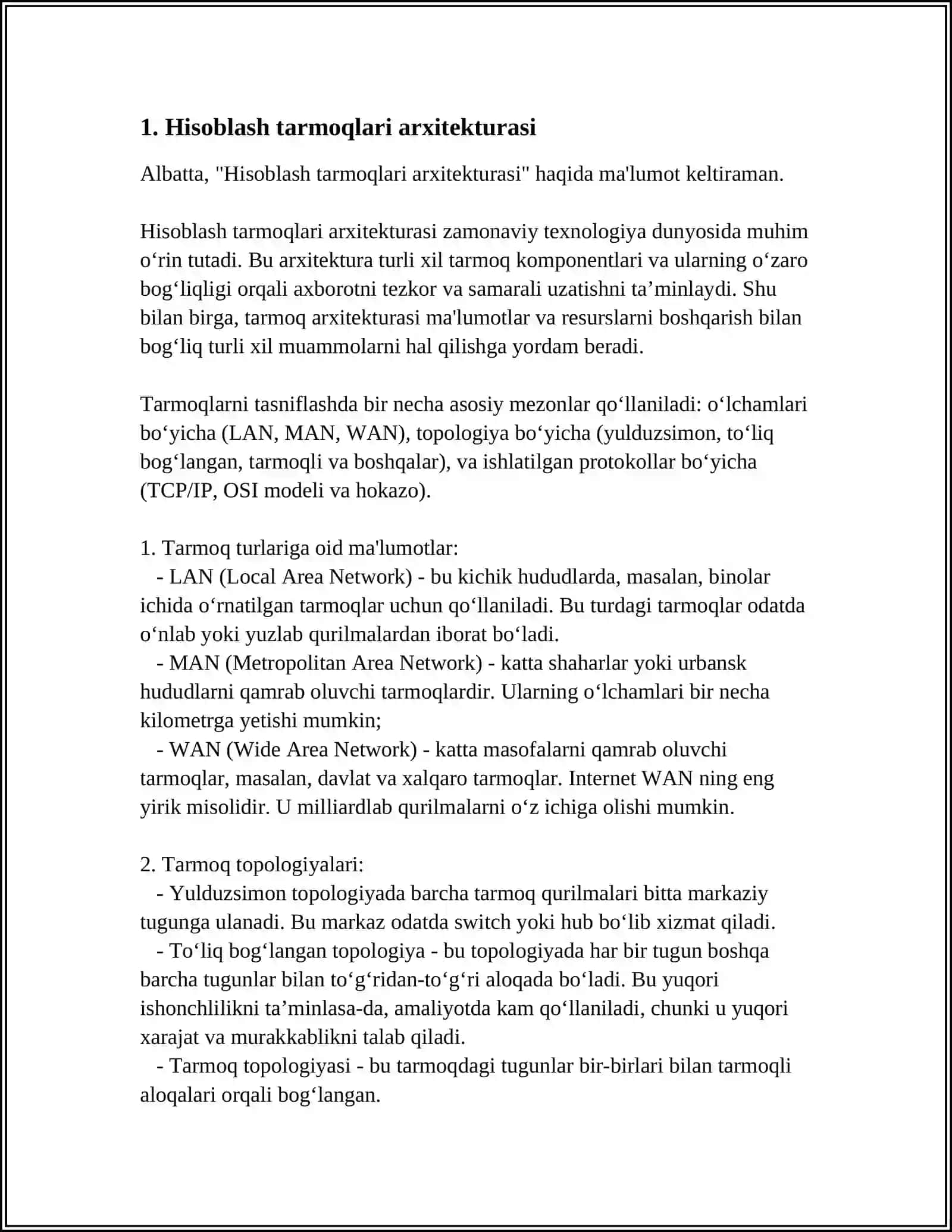 Hisoblash Tarmoqlari Arxitekturasi 3