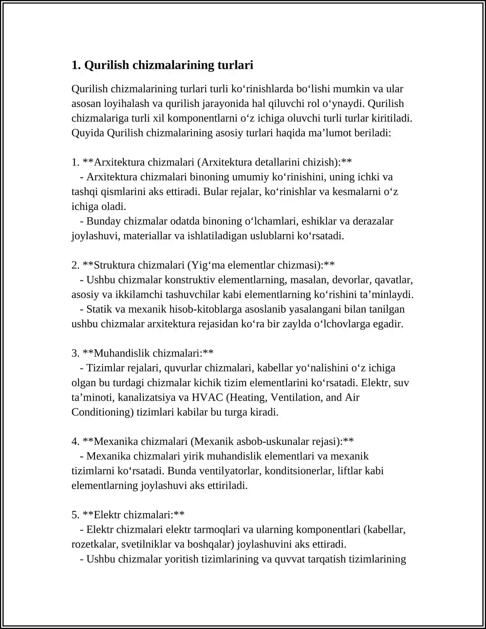 QURILISH CHIZMACHILIGIDA MUSTAQIL ISH CHIZMALARI BILAN 3