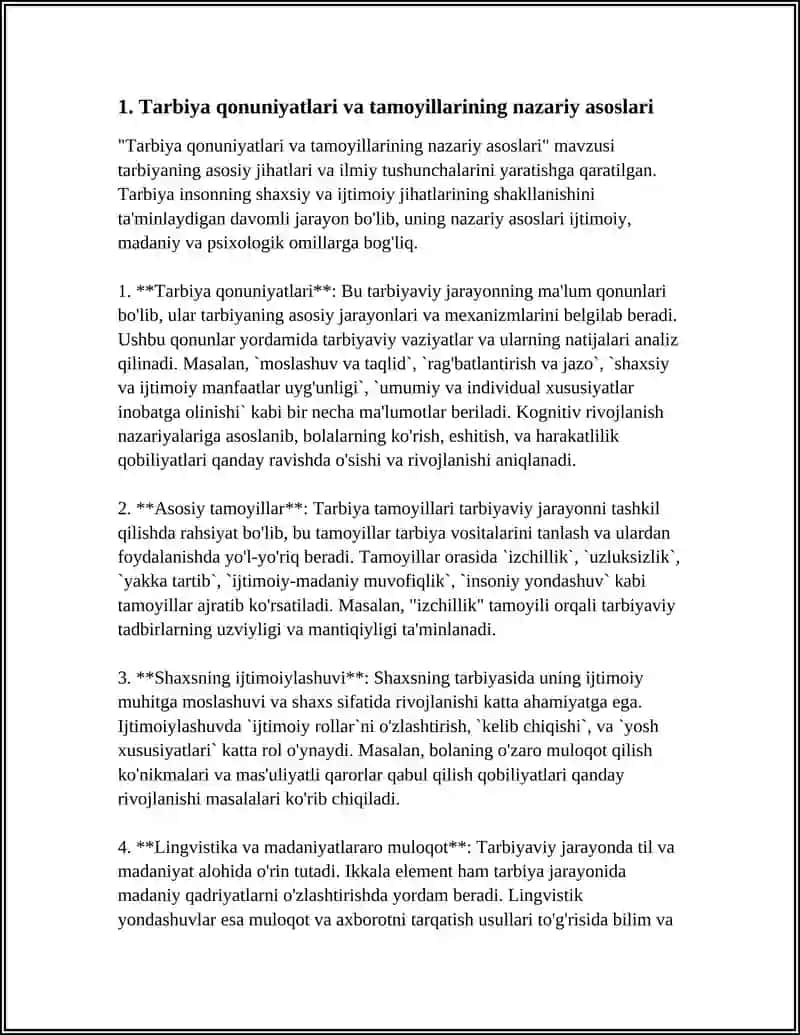 TARBIYA QONUNIYATLARI VA TAMOYILLARI 3