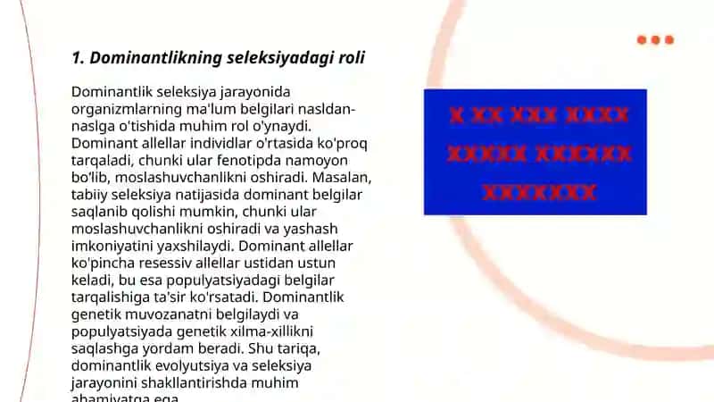 Dominantlikning Seleksiyadagi Roli 3