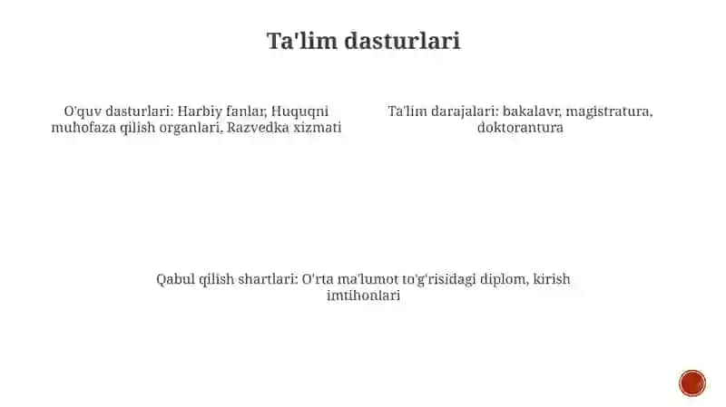 O'Zbekiston Respublikasi Oliy Harbiy Bilim Yurtlari 3