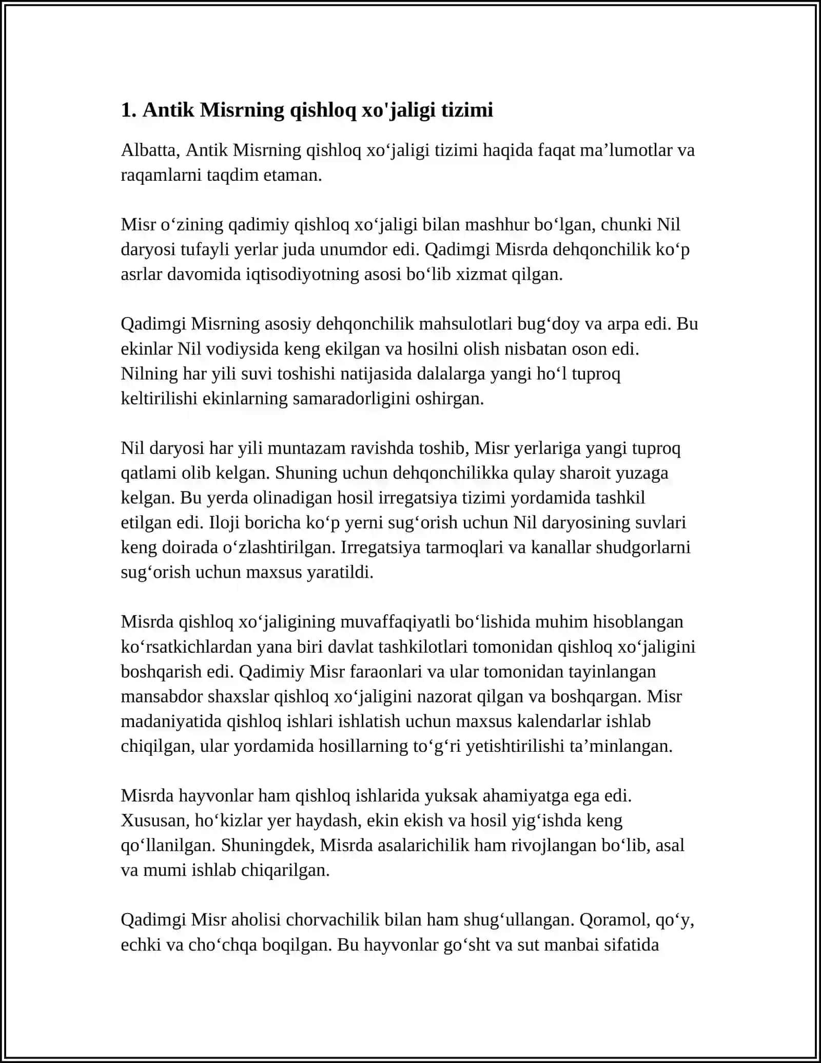QADIMGI MISRDAGI IQTISODIY ĞOYALAR 3