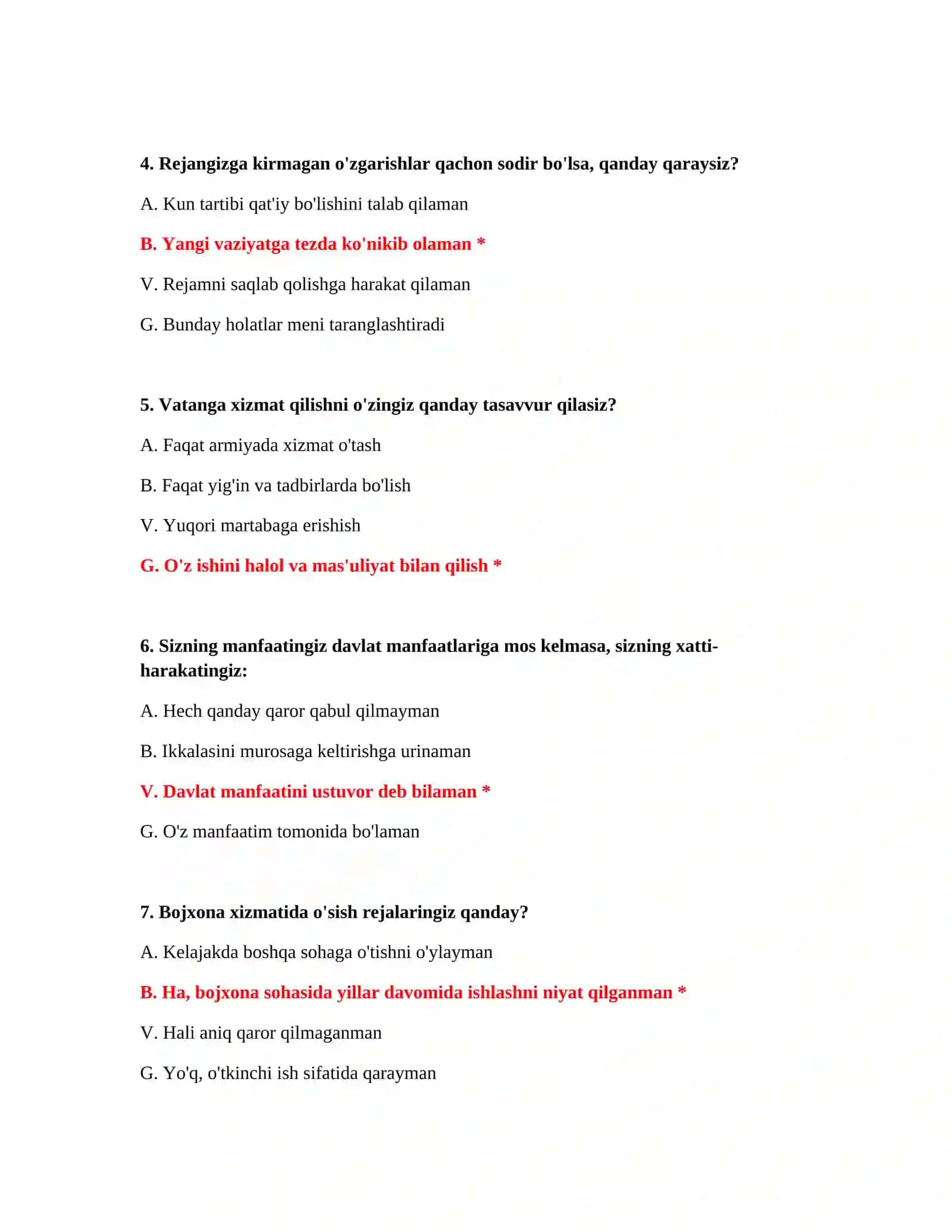 Bojxona psixologik savollari 2026 3