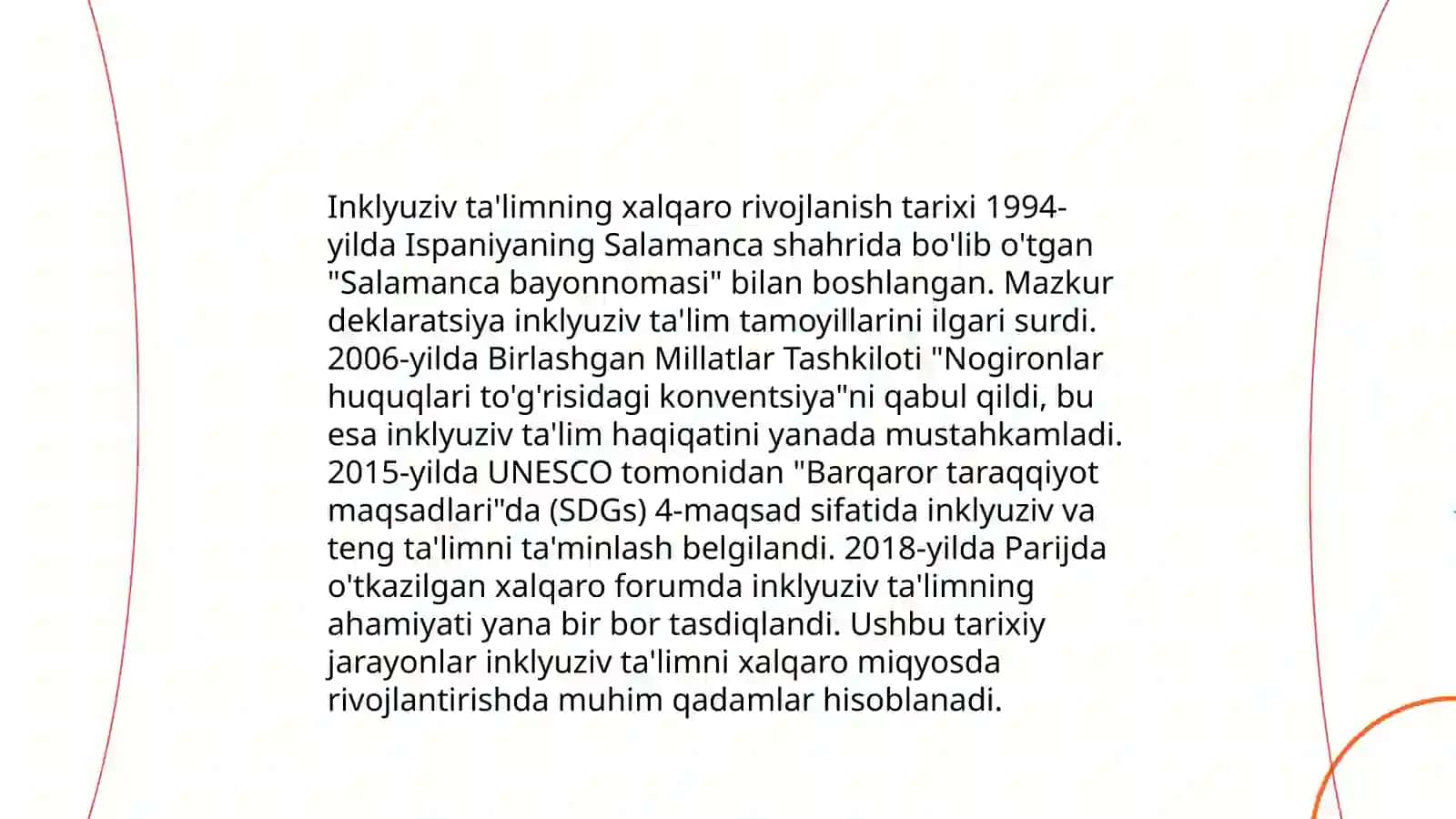 Inklyuziv ta'limning xalqaro rivojlanish tarixi 3
