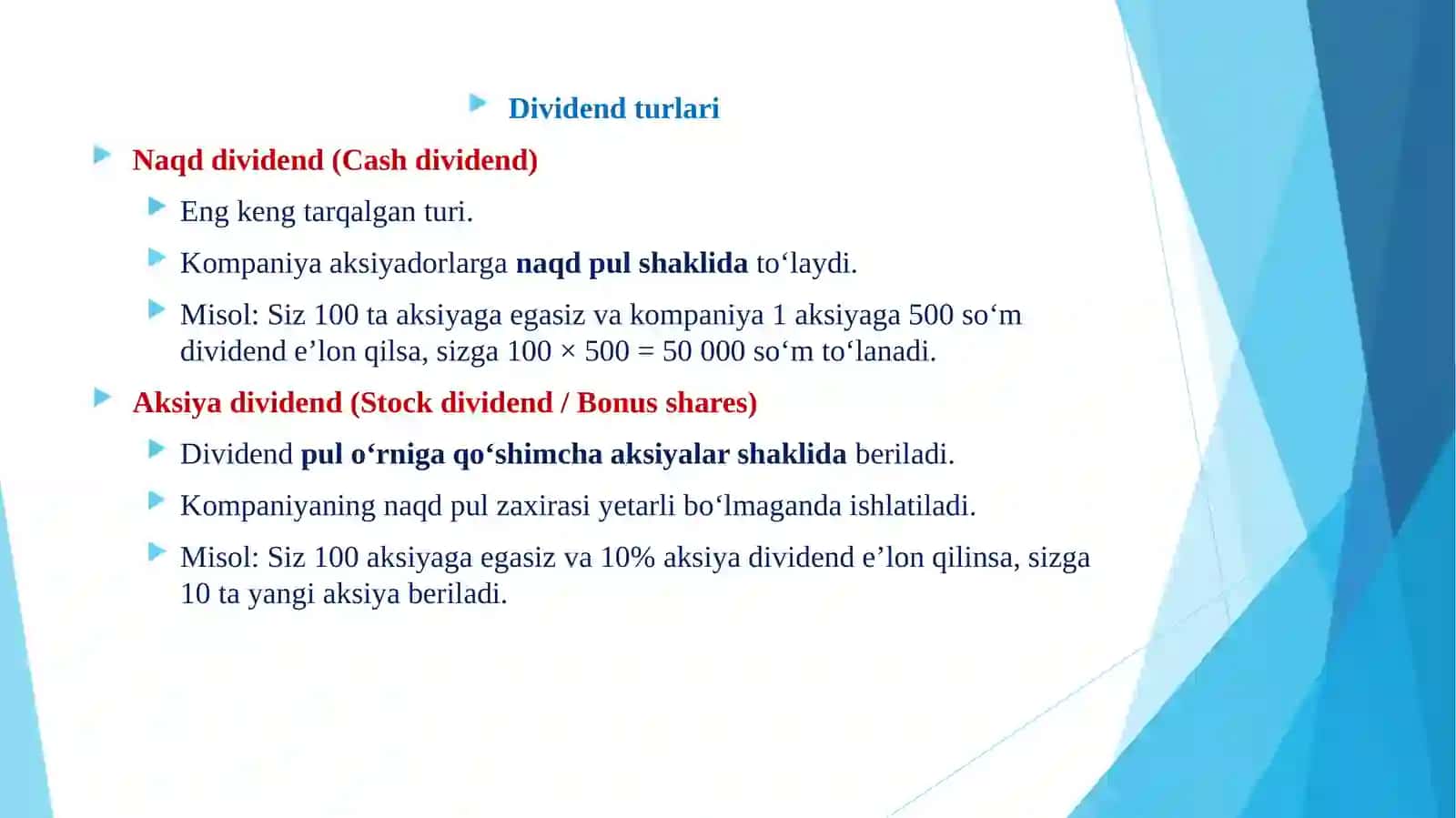 AKSIYADORLIK JAMIYATLARINING DIVIDEND SIYOSATI 3