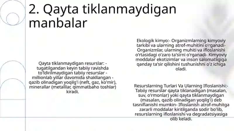 Ekologik Kimyo. Resurslarning Turlari Va Ularning Ifloslanishi 3