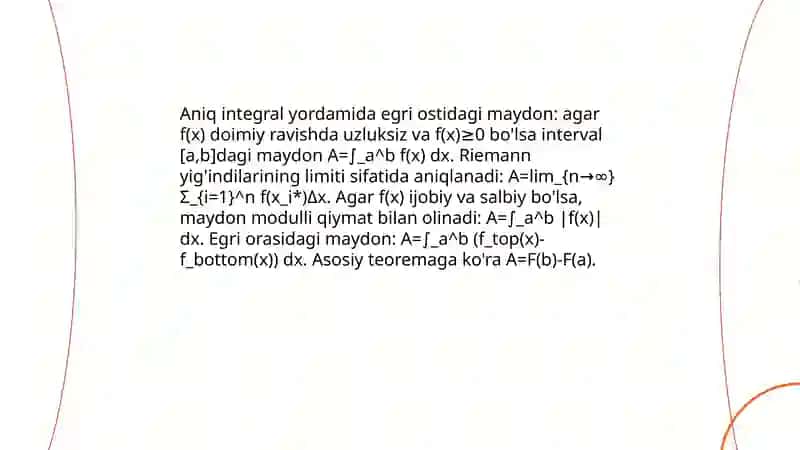 Aniq integralning geometric Va mexanik tadbiqlari 3