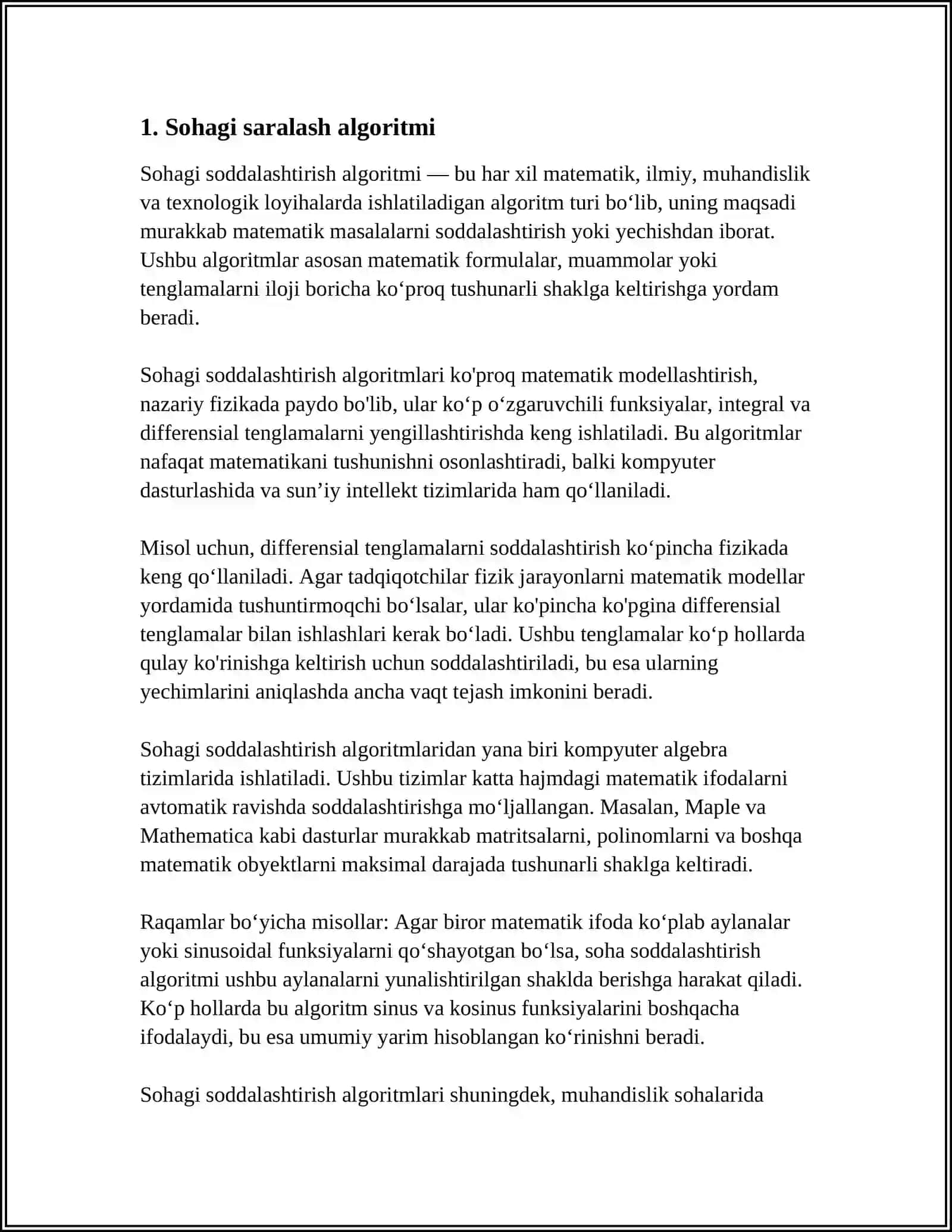 SARALASH ALGORITMLARI. SARALASH ALGORITMLARINING MURAKKABLIGI 3