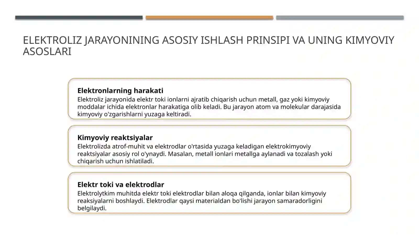 Elektroliz jarayonining sanoatdagi qo'llanilishi 3