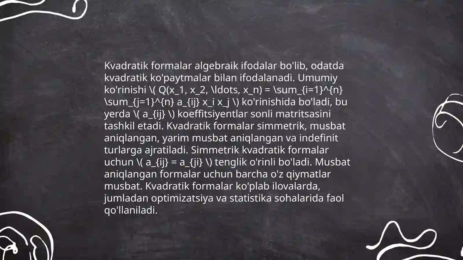 Musbat aniqlangan kvadratik formalar inersiya qonuni 3