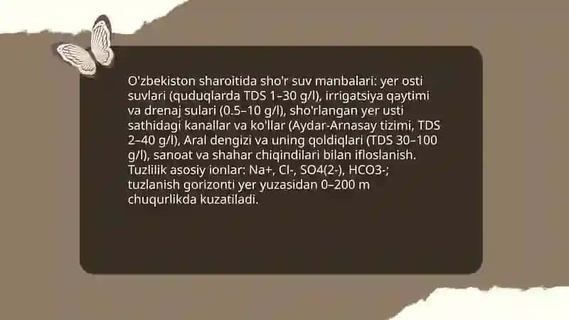 O'zbekiston sharoitida sho'r suvni chuchuklashtirish 3