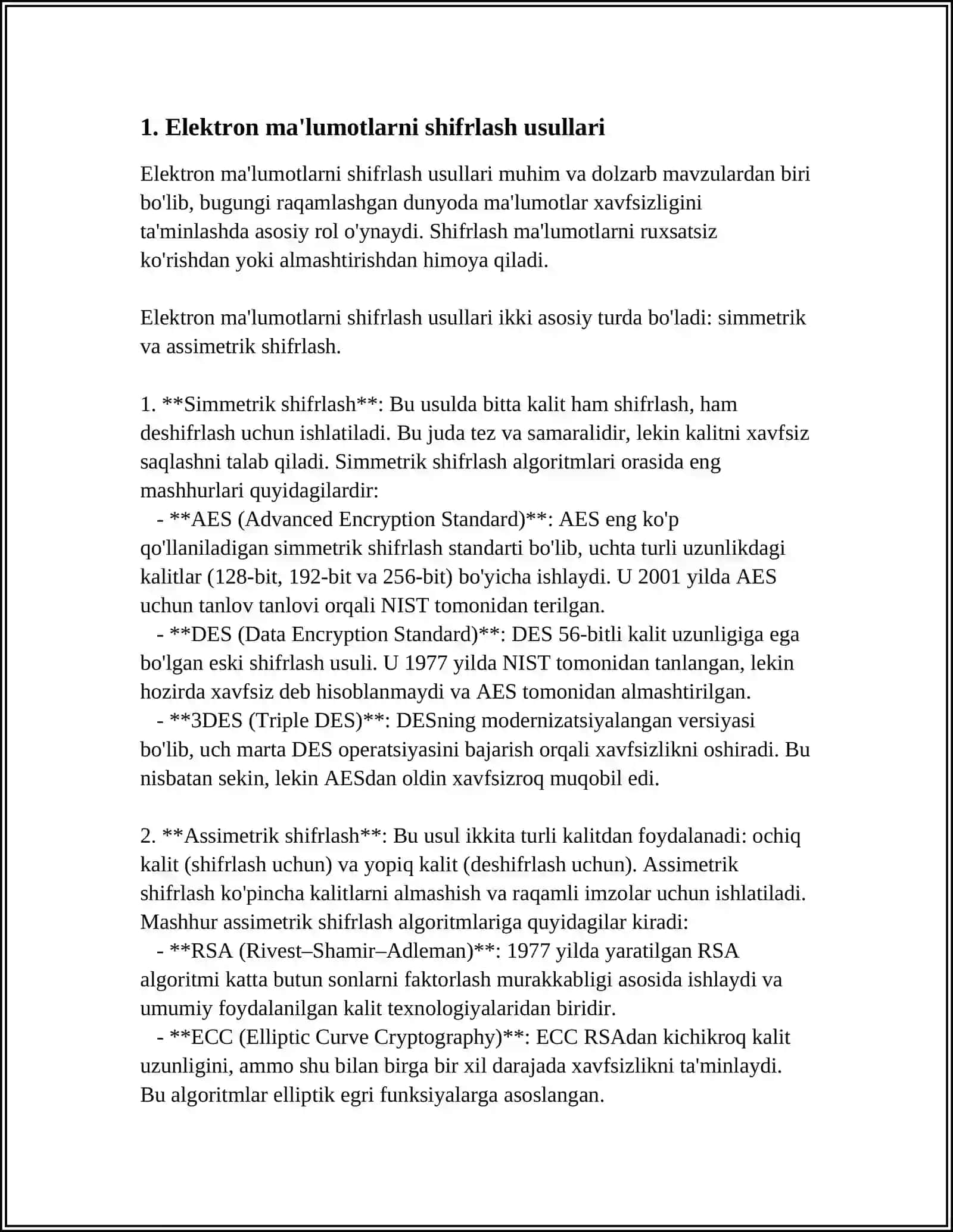 ELEKTRON AXBOROTLARNI HIMOYA QILISH 3