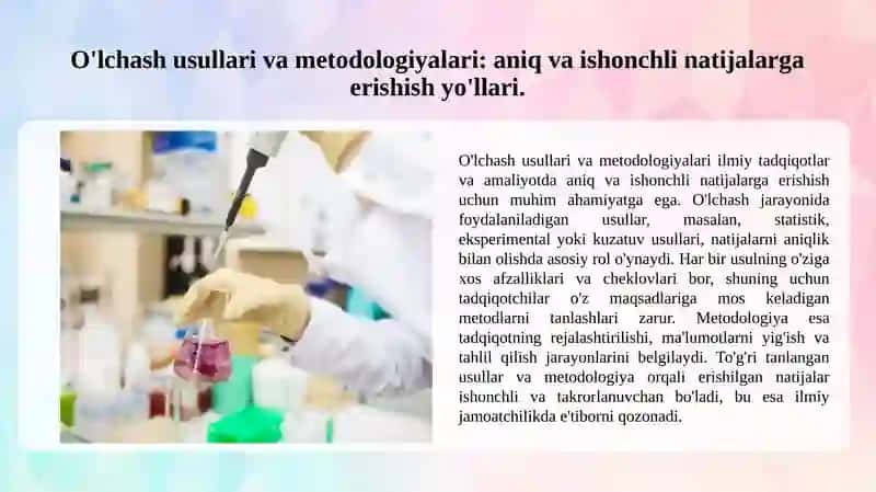O'lchash usullari va metodologiyalari 3