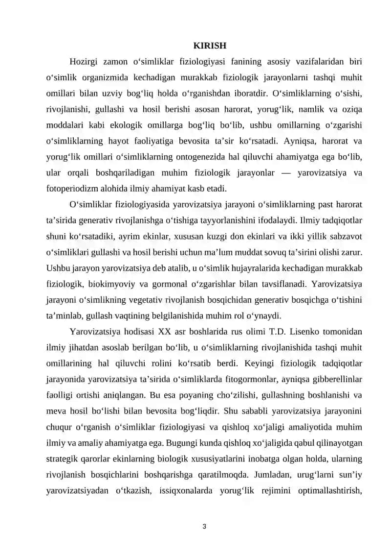 yarovizatsiya va fotoperiodizm. 3