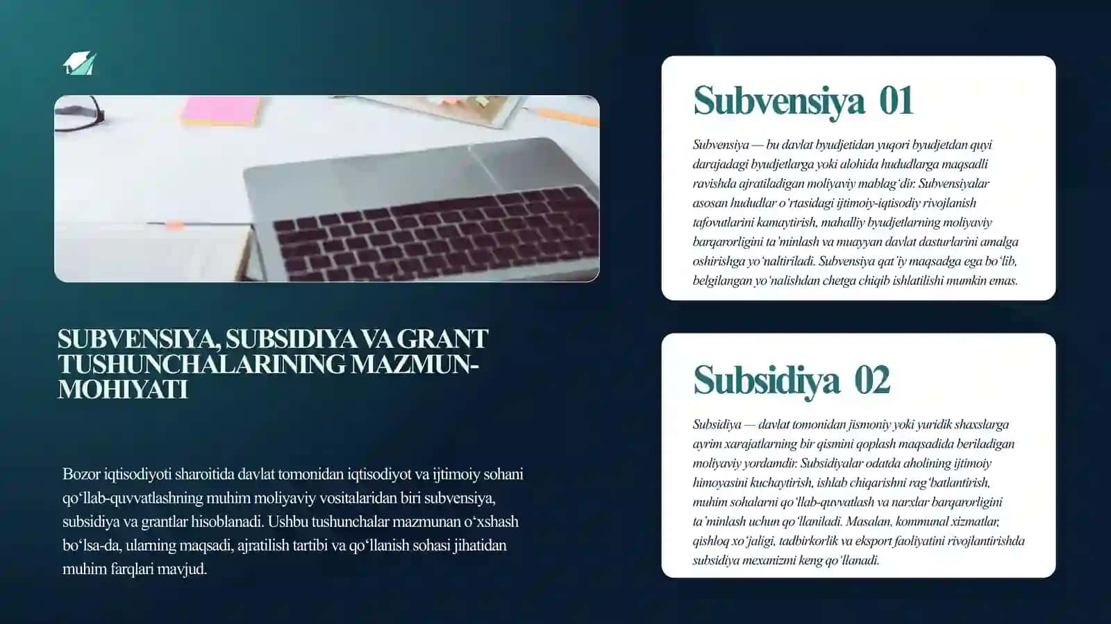 SUBVENSIYA, SUBSIDIYA VA GRANTLAR MEXANIZMI 3