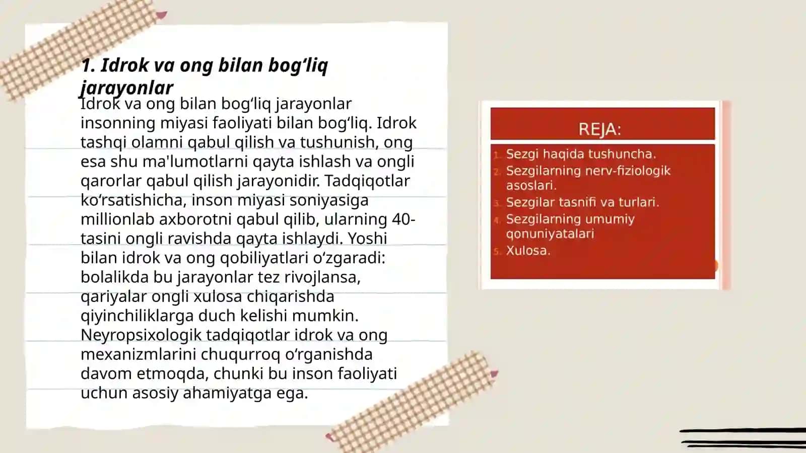Idrok va ong bilan bog‘liq jarayonlar 3