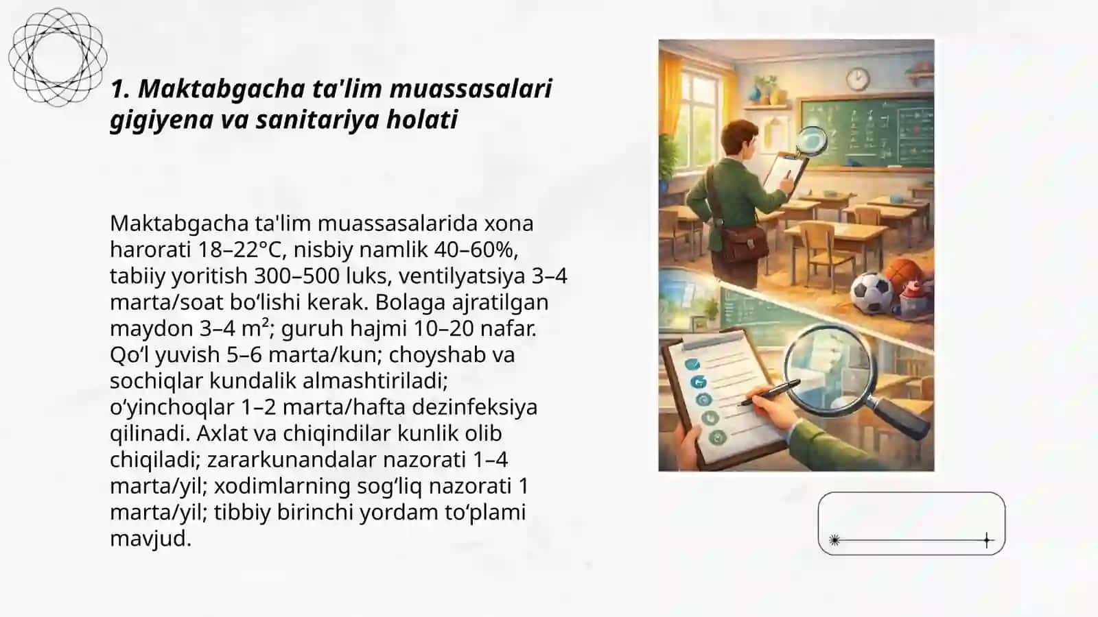 Bolalar va o‘smirlar gigiyenasi bo‘limining tekshirish ob’ektlari 3