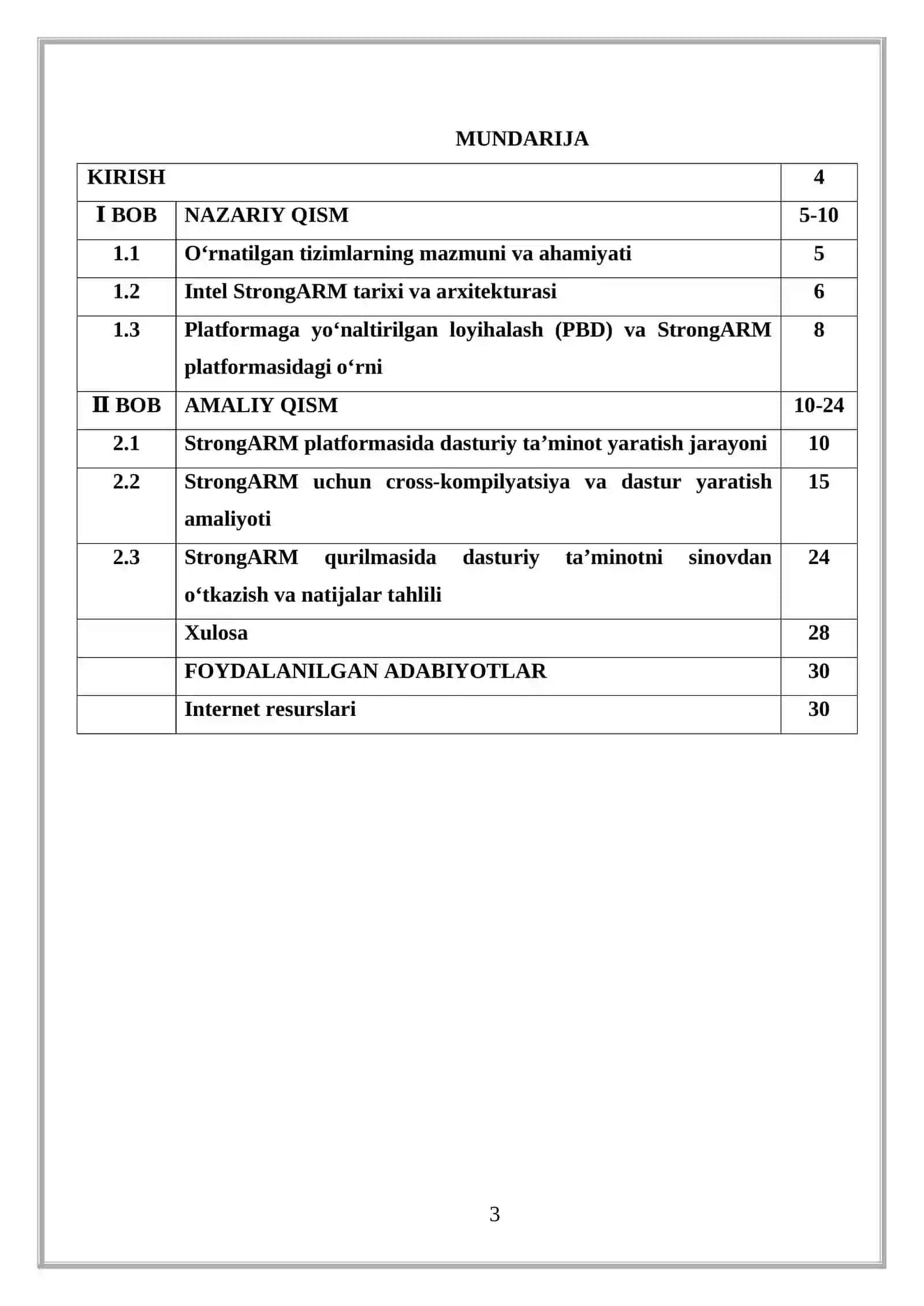 Intel StrongARM platformalarida dasturiy ta’minot ishlab chiqish 3