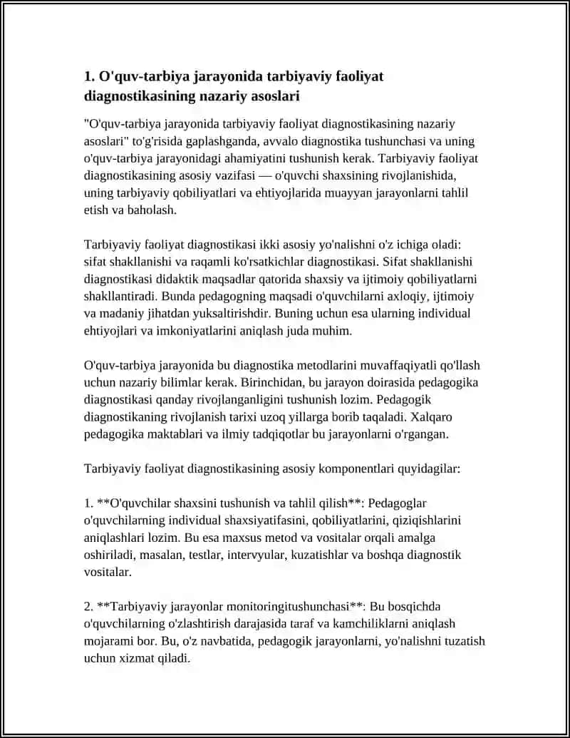 O'QUV-TARBIYA JARAYONIDA TARBIYAVIY FAOLIYAT DIAGNOSTIKASI 3