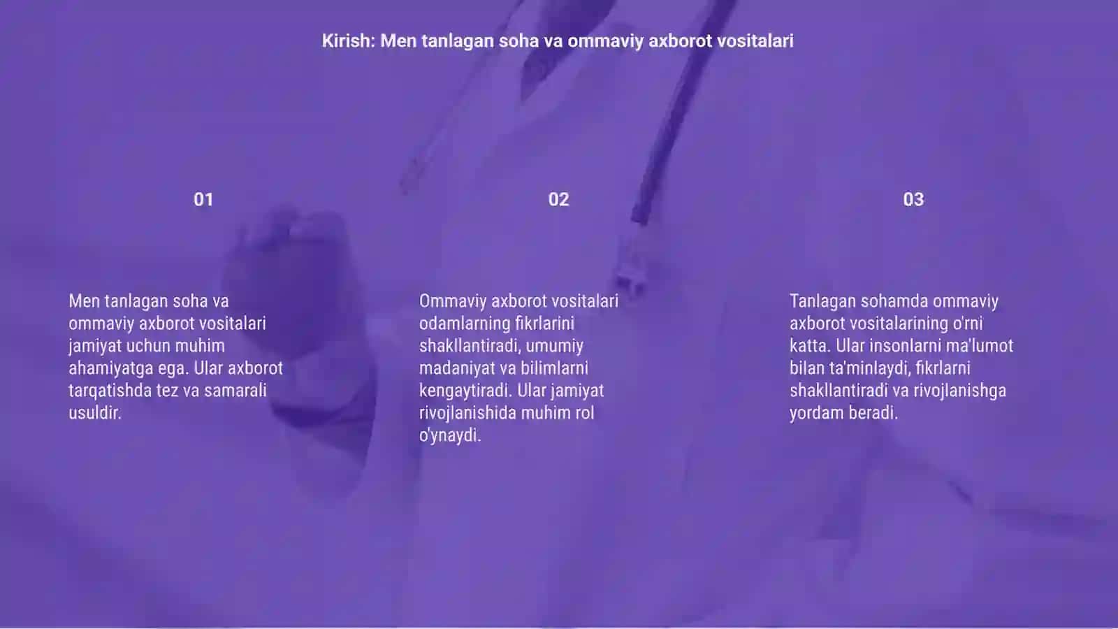Men tanlagan soha va ommaviy axborot vositalari 3