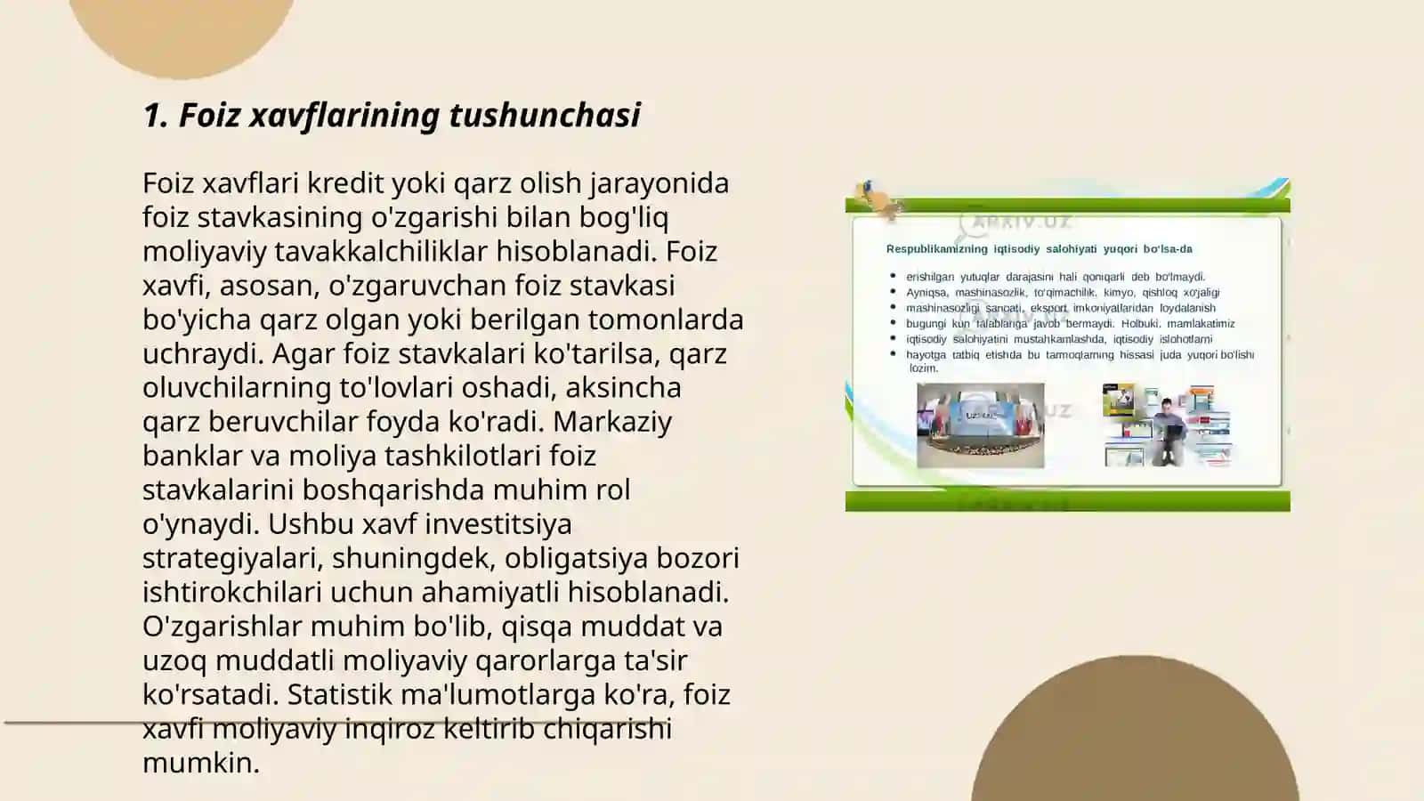 Foiz risklarining iqtisodiy mohiyati 3