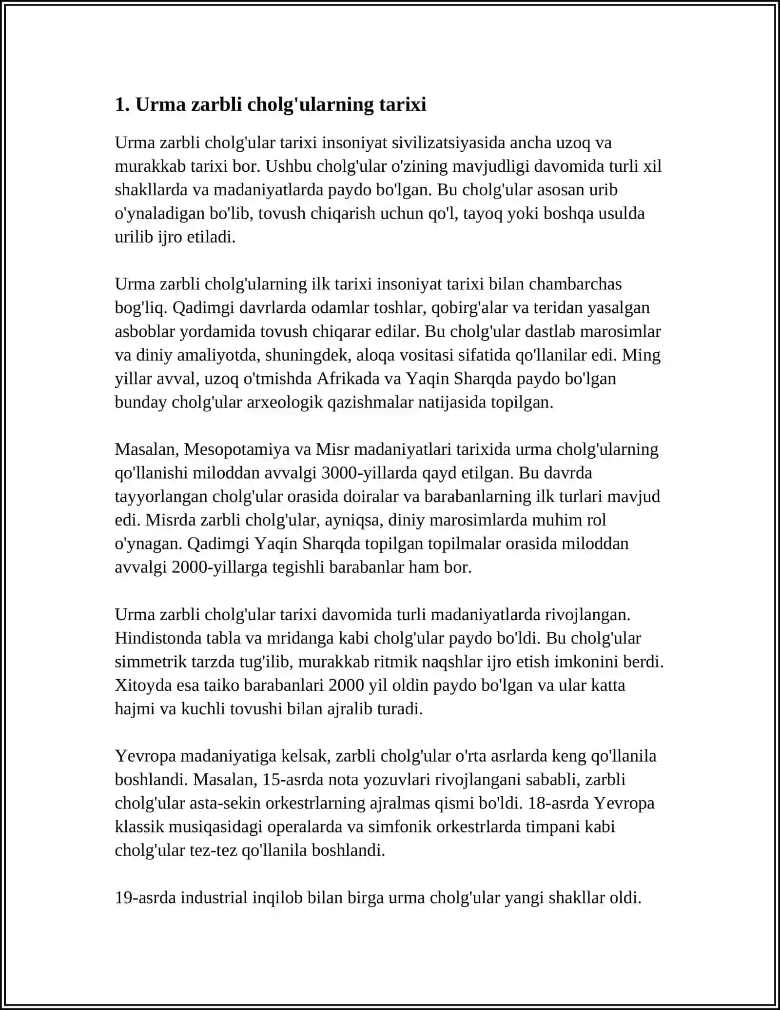 URMA ZARBLI CHOLG‘ULAR PAYDO BO'LISHI 3